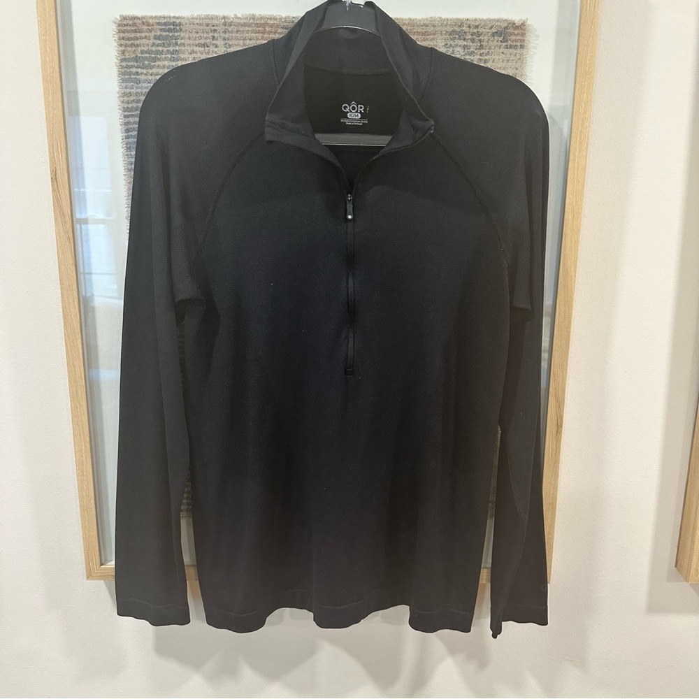QOR 1/2 Zip Pullover Top Black Small Medium Long Sleeves